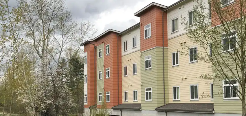 Freshly painted apartment complex with modern colors