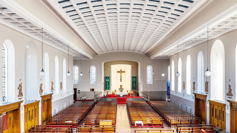 Beautifully restored church exterior with fresh paint