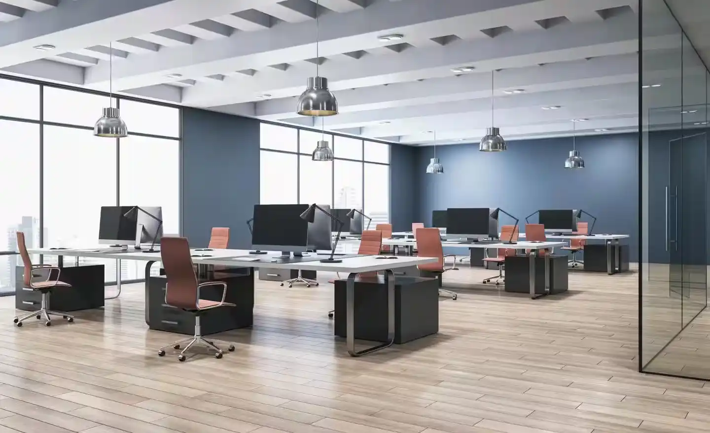 Freshly painted modern office space