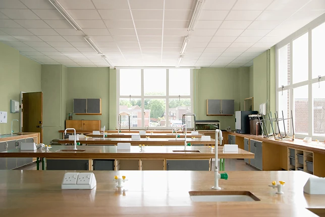 Bright and modern classroom after fresh paint